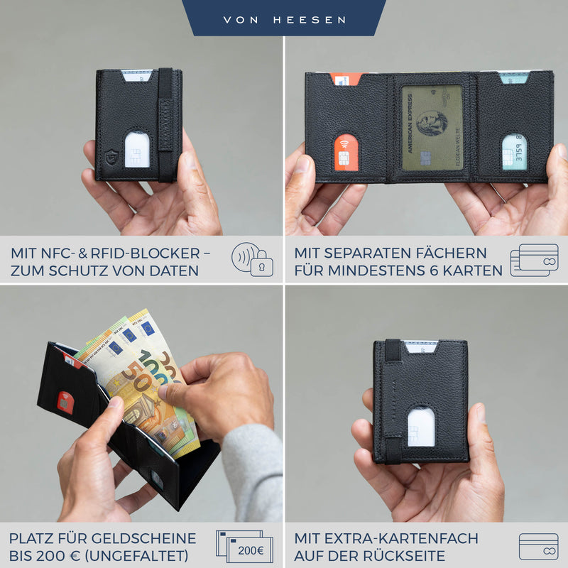 Slim Wallet mit RFID-Schutz und 6 Kartenfächer