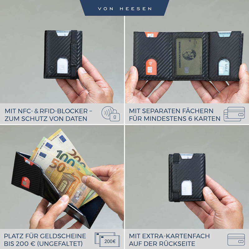 Slim Wallet mit RFID-Schutz und 6 Kartenfächer