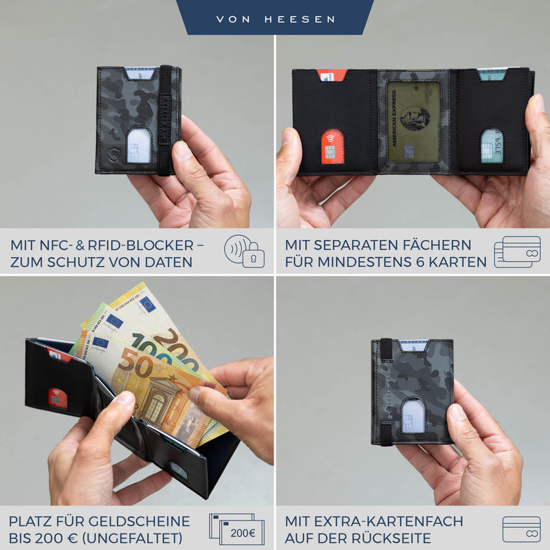 Slim Wallet mit RFID-Schutz und 6 Kartenfächer