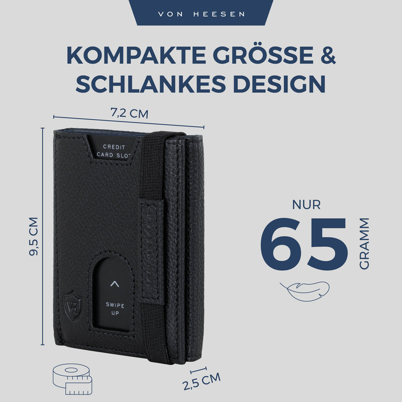 Slim Wallet mit RFID-Schutz, 5 Kartenfächer und XL-Münzfach