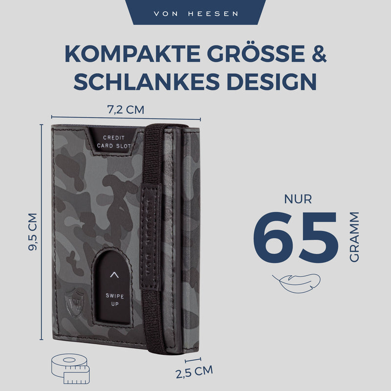 Slim Wallet mit RFID-Schutz, 5 Kartenfächer und XL-Münzfach