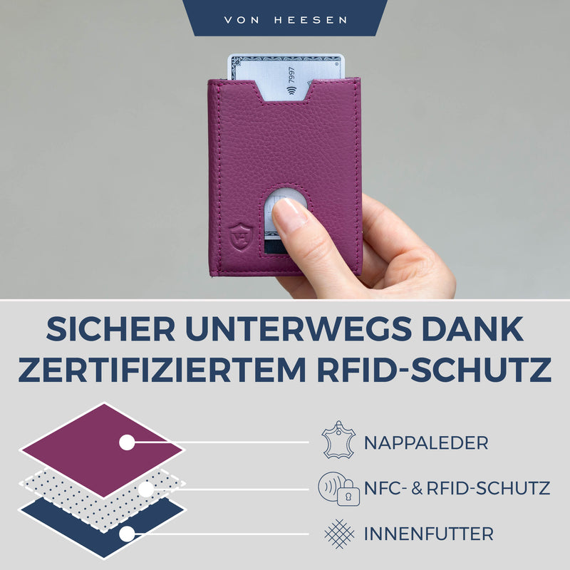 Slim Wallet mit RFID-Schutz, 5 Kartenfächer und XL-Münzfach