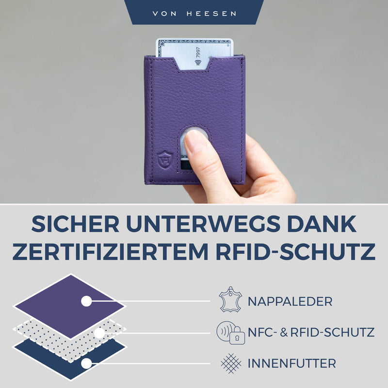 Slim Wallet mit RFID-Schutz, 5 Kartenfächer und XL-Münzfach