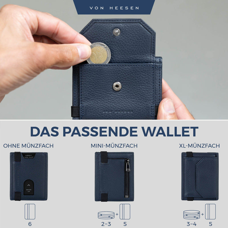 Slim Wallet mit RFID-Schutz, 5 Kartenfächer und XL-Münzfach