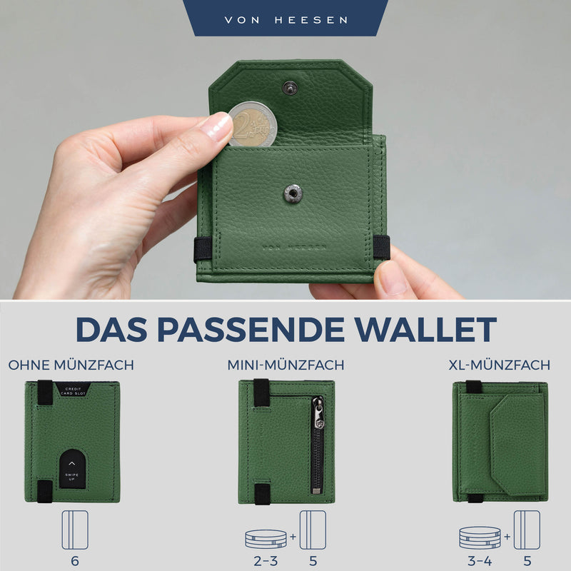 Slim Wallet mit RFID-Schutz, 5 Kartenfächer und XL-Münzfach