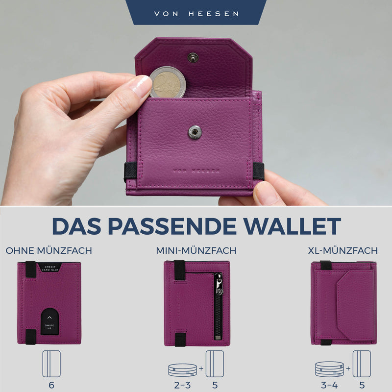 Slim Wallet mit RFID-Schutz, 5 Kartenfächer und XL-Münzfach