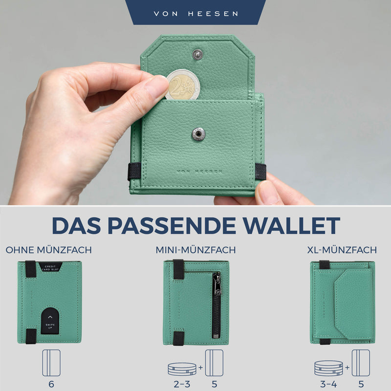 Slim Wallet mit RFID-Schutz, 5 Kartenfächer und XL-Münzfach