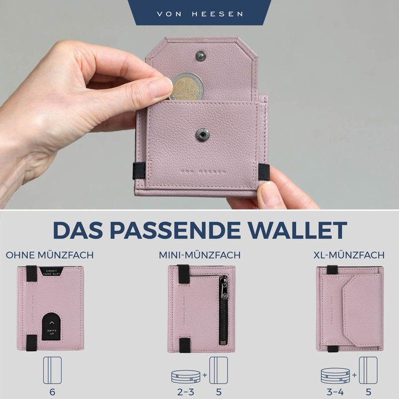 Slim Wallet mit RFID-Schutz, 5 Kartenfächer und XL-Münzfach