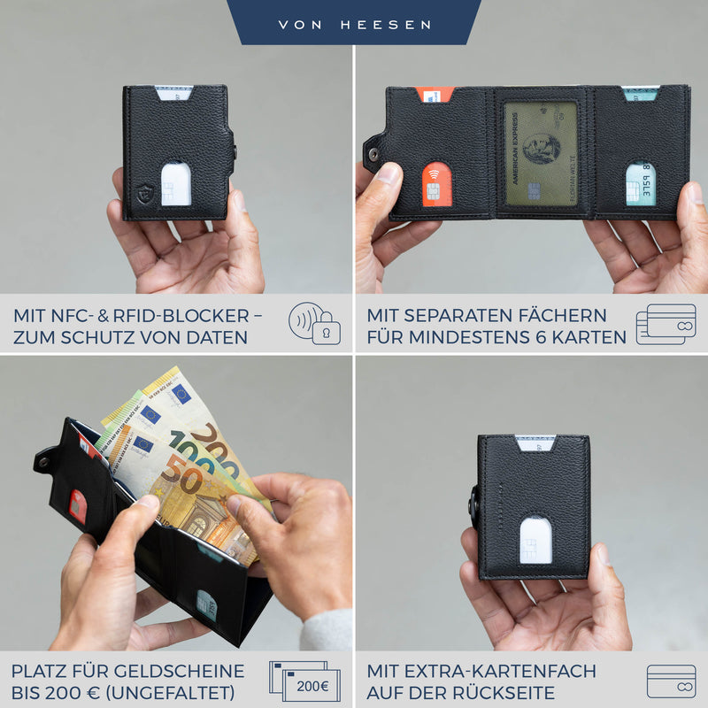 Slim Wallet mit RFID-Schutz und 6 Kartenfächer