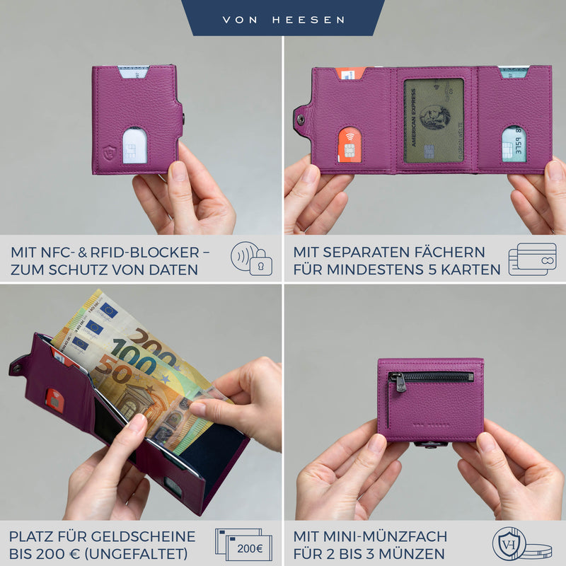 Slim Wallet mit RFID-Schutz, 5 Kartenfächer und Mini-Münzfach
