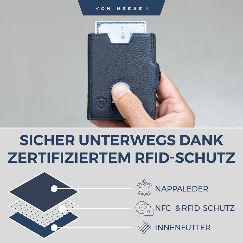 Slim Wallet mit RFID-Schutz, 5 Kartenfächer und Mini-Münzfach