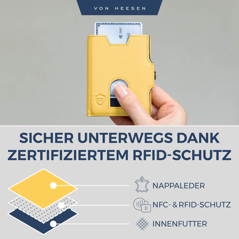 Slim Wallet mit RFID-Schutz, 5 Kartenfächer und Mini-Münzfach