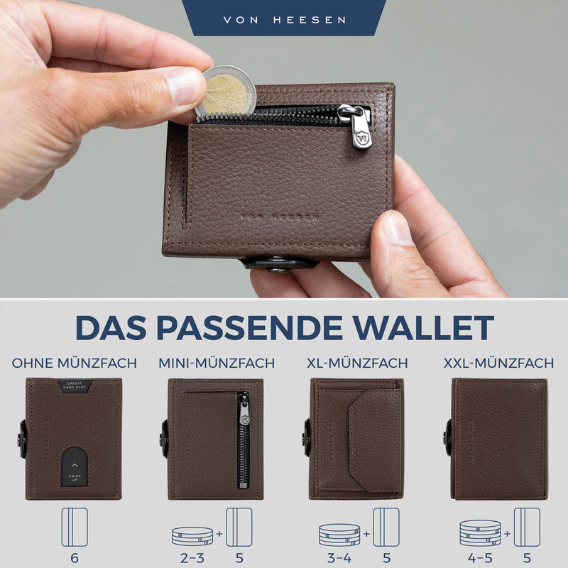 Slim Wallet mit RFID-Schutz, 5 Kartenfächer und Mini-Münzfach