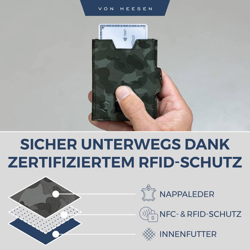 Slim Wallet mit RFID-Schutz, 5 Kartenfächer und XL-Münzfach