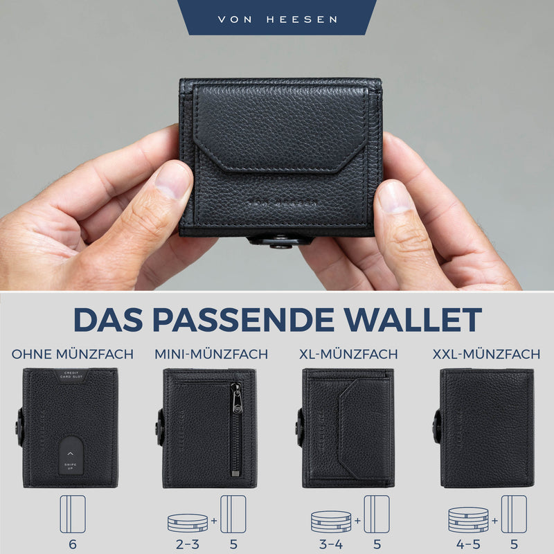 Slim Wallet mit RFID-Schutz, 5 Kartenfächer und XL-Münzfach