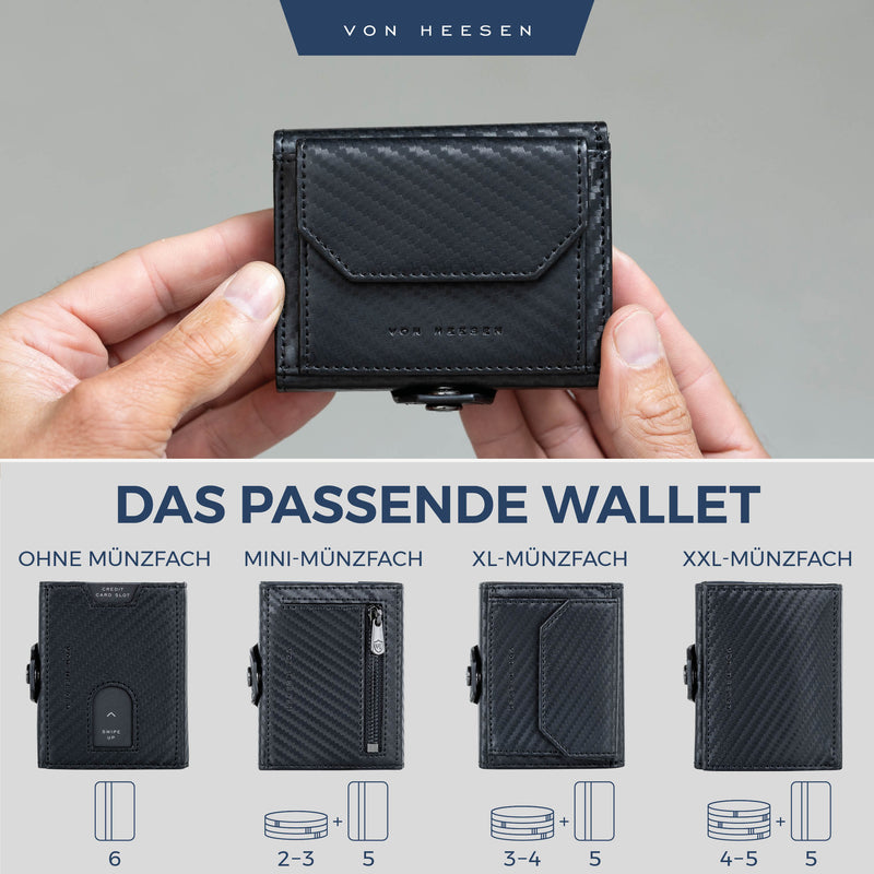 Slim Wallet mit RFID-Schutz, 5 Kartenfächer und XL-Münzfach