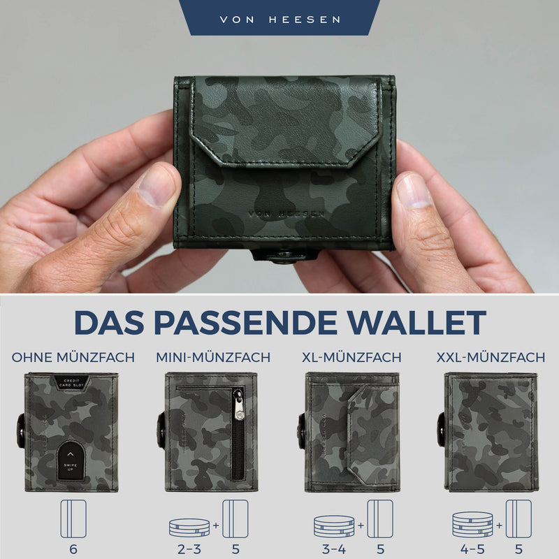 Slim Wallet mit RFID-Schutz, 5 Kartenfächer und XL-Münzfach