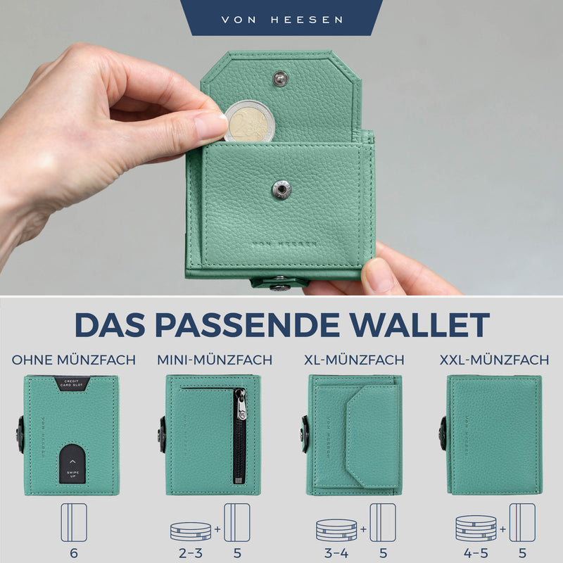 Slim Wallet mit RFID-Schutz, 5 Kartenfächer und XL-Münzfach