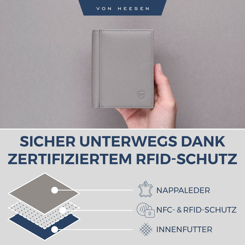 Geldbörse mit RFID-Schutz, 8 Kartenfächer und XXL-Münzfach