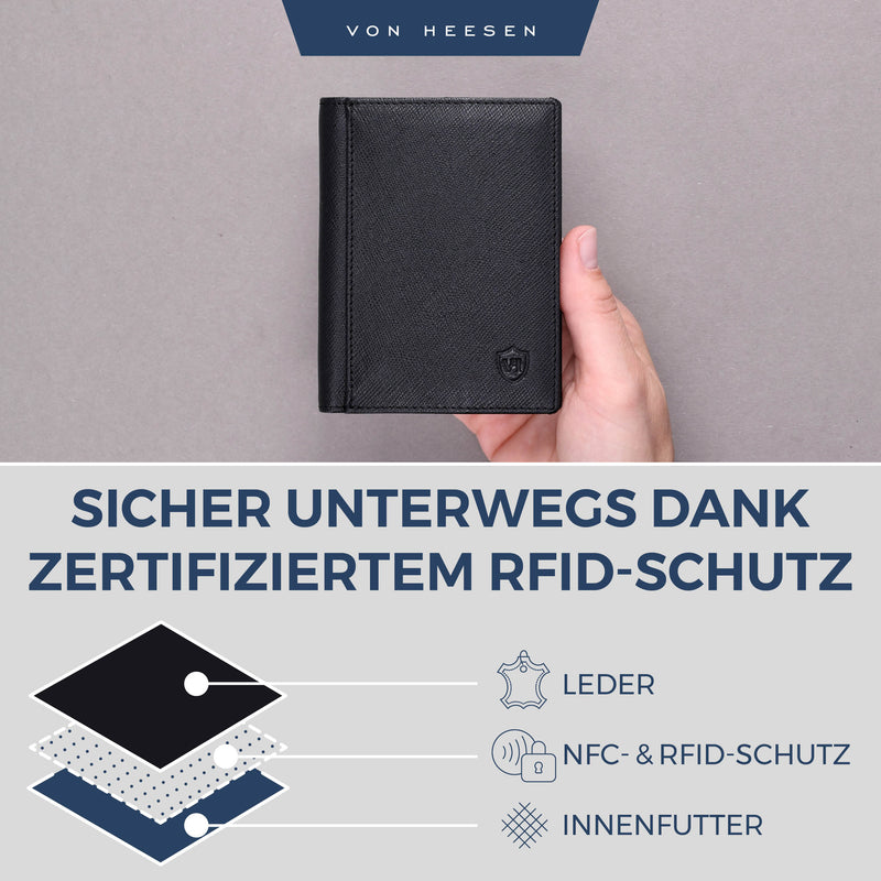 Geldbörse mit RFID-Schutz, 8 Kartenfächer und XXL-Münzfach