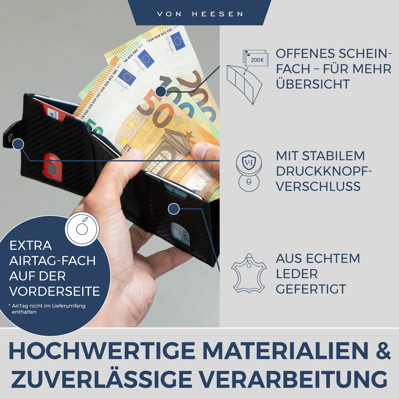 Airtag Slim Wallet mit RFID-Schutz und 6 Kartenfächer