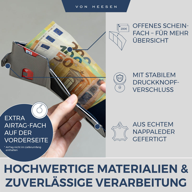 Airtag Slim Wallet mit RFID-Schutz und 6 Kartenfächer