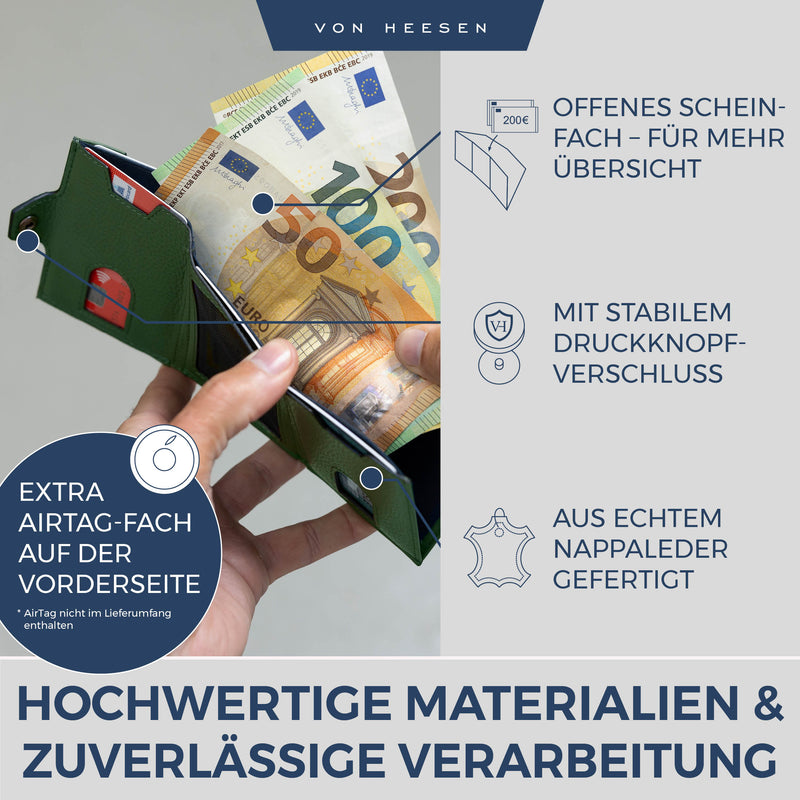 Airtag Slim Wallet mit RFID-Schutz und 6 Kartenfächer