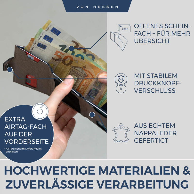 Airtag Slim Wallet mit RFID-Schutz und 6 Kartenfächer