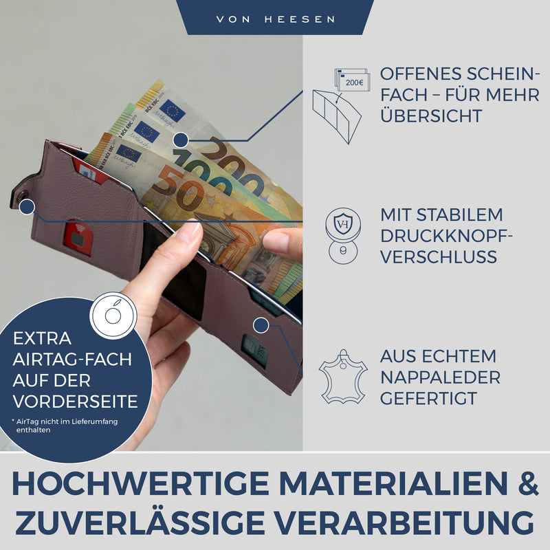 Airtag Slim Wallet mit RFID-Schutz und 6 Kartenfächer