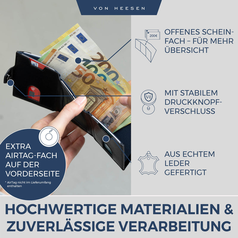 Airtag Slim Wallet mit RFID-Schutz und 6 Kartenfächer