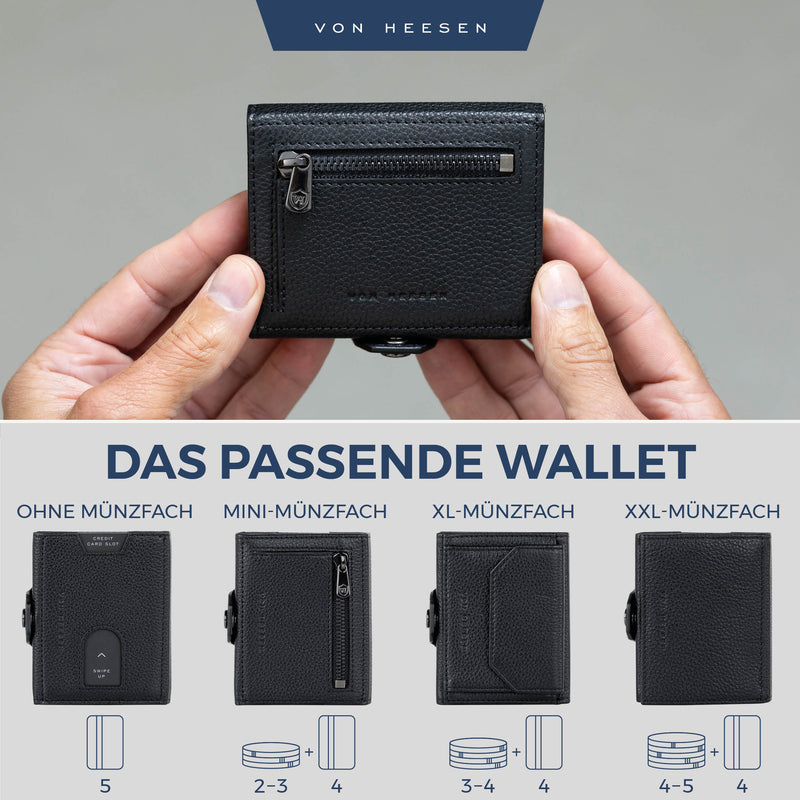 Airtag Slim Wallet mit RFID-Schutz, 5 Kartenfächer und Mini-Münzfach