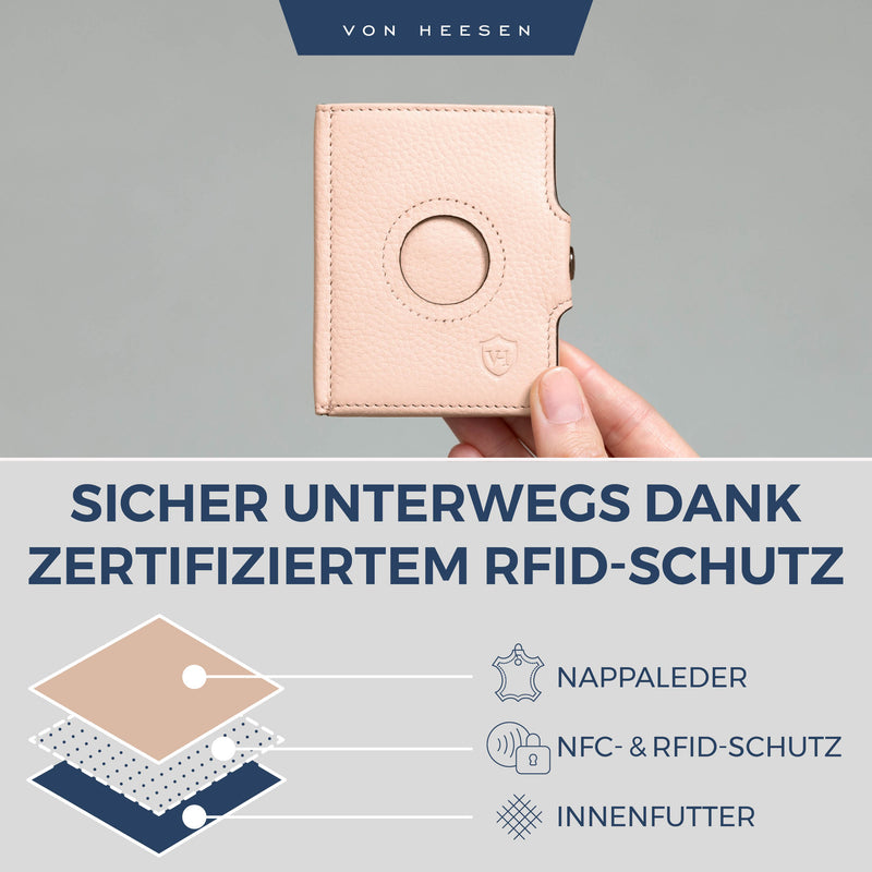 Airtag Slim Wallet mit RFID-Schutz, 5 Kartenfächer und XL-Münzfach