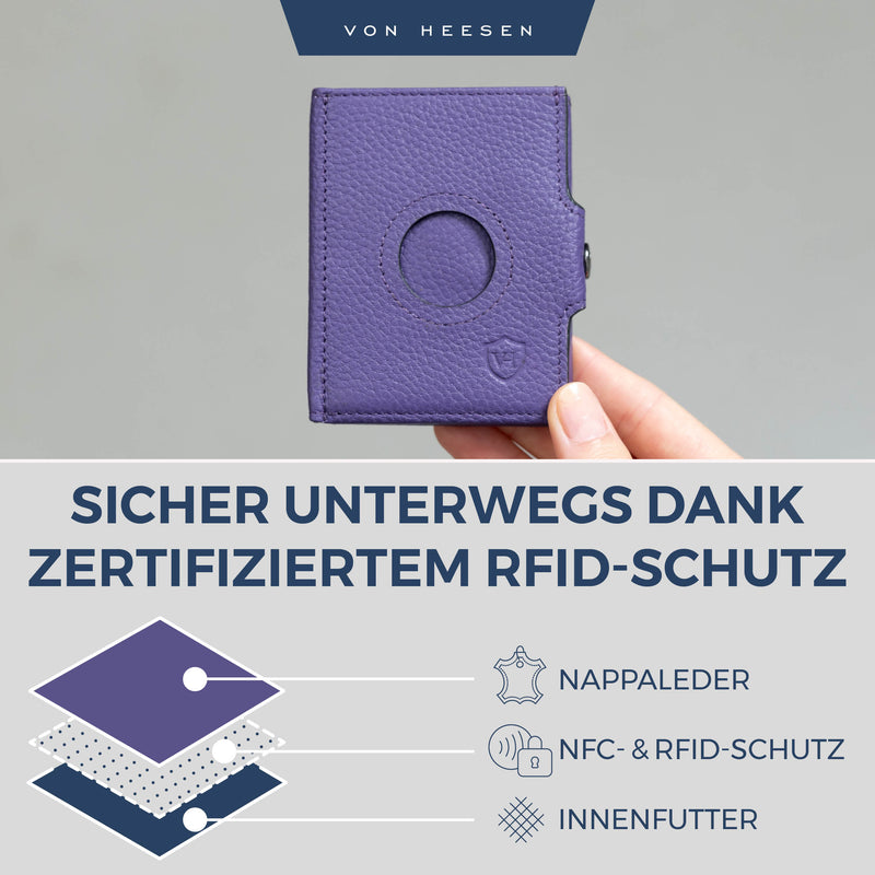 Airtag Slim Wallet mit RFID-Schutz, 5 Kartenfächer und XL-Münzfach