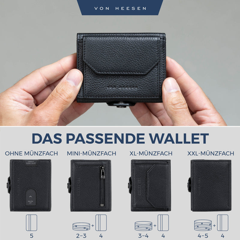 Airtag Slim Wallet mit RFID-Schutz, 5 Kartenfächer und XL-Münzfach