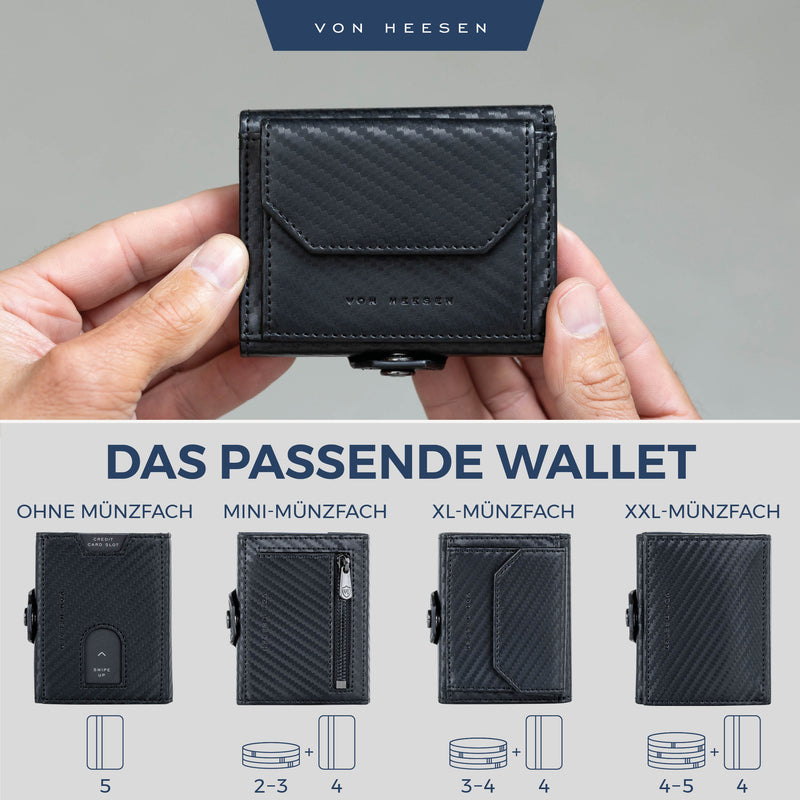 Airtag Slim Wallet mit RFID-Schutz, 5 Kartenfächer und XL-Münzfach