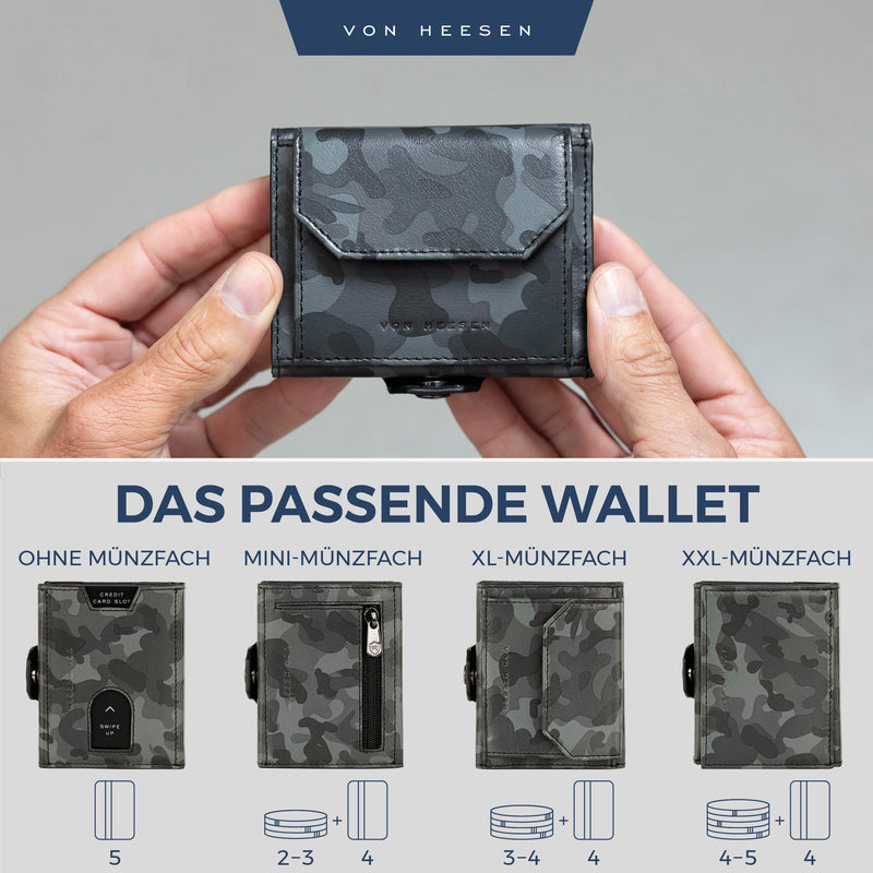 Airtag Slim Wallet mit RFID-Schutz, 5 Kartenfächer und XL-Münzfach