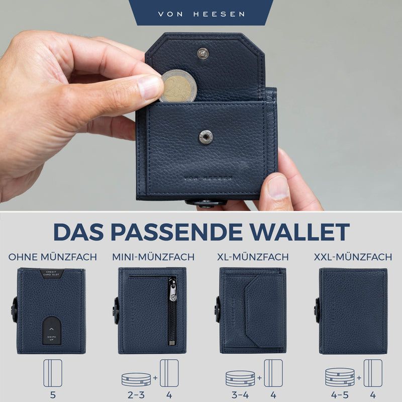 Airtag Slim Wallet mit RFID-Schutz, 5 Kartenfächer und XL-Münzfach