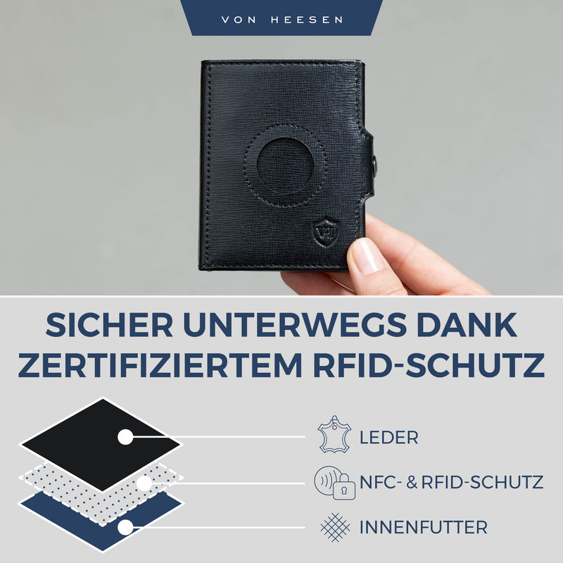 Airtag Slim Wallet mit RFID-Schutz, 5 Kartenfächer und XXL-Münzfach