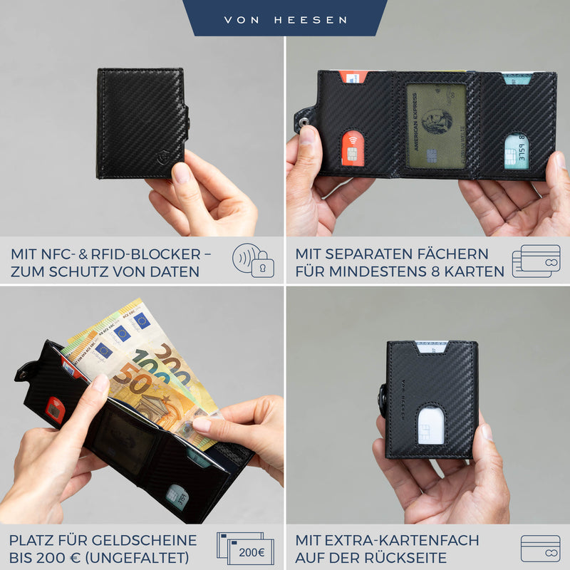 Slim Wallet mit RFID-Schutz und 6 Kartenfächer