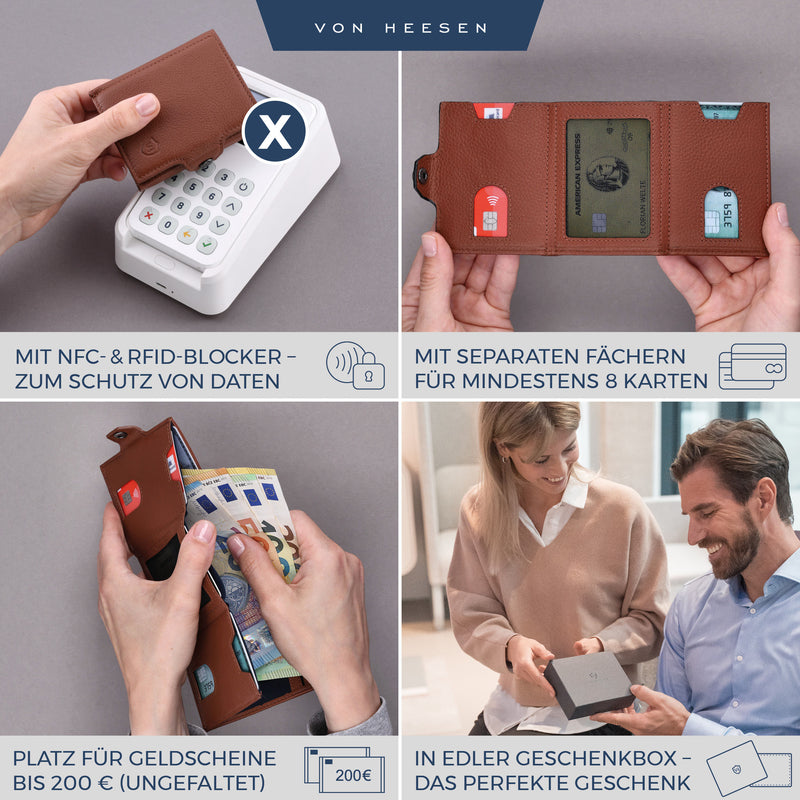 Slim Wallet mit RFID-Schutz und 6 Kartenfächer