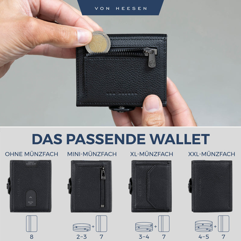 Slim Wallet mit RFID-Schutz, 5 Kartenfächer und Mini-Münzfach