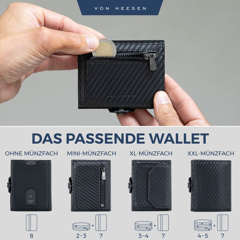 Slim Wallet mit RFID-Schutz, 5 Kartenfächer und Mini-Münzfach