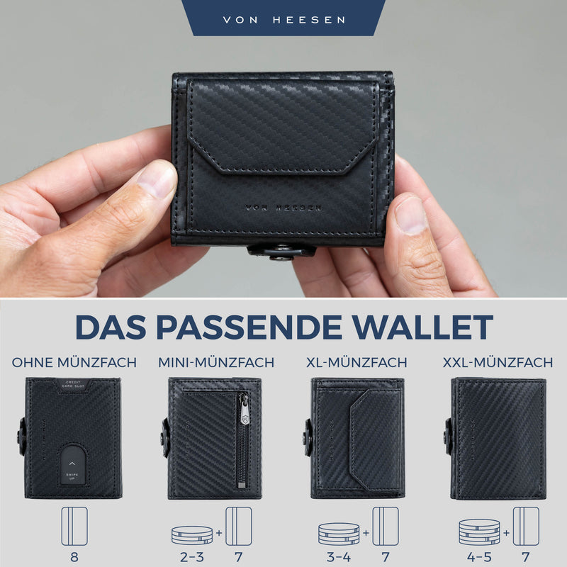 Slim Wallet mit RFID-Schutz, 5 Kartenfächer und XL-Münzfach