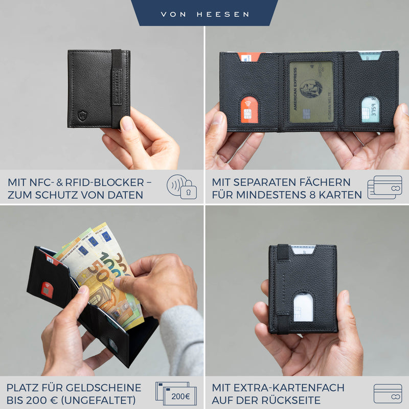 Slim Wallet mit RFID-Schutz und 6 Kartenfächer