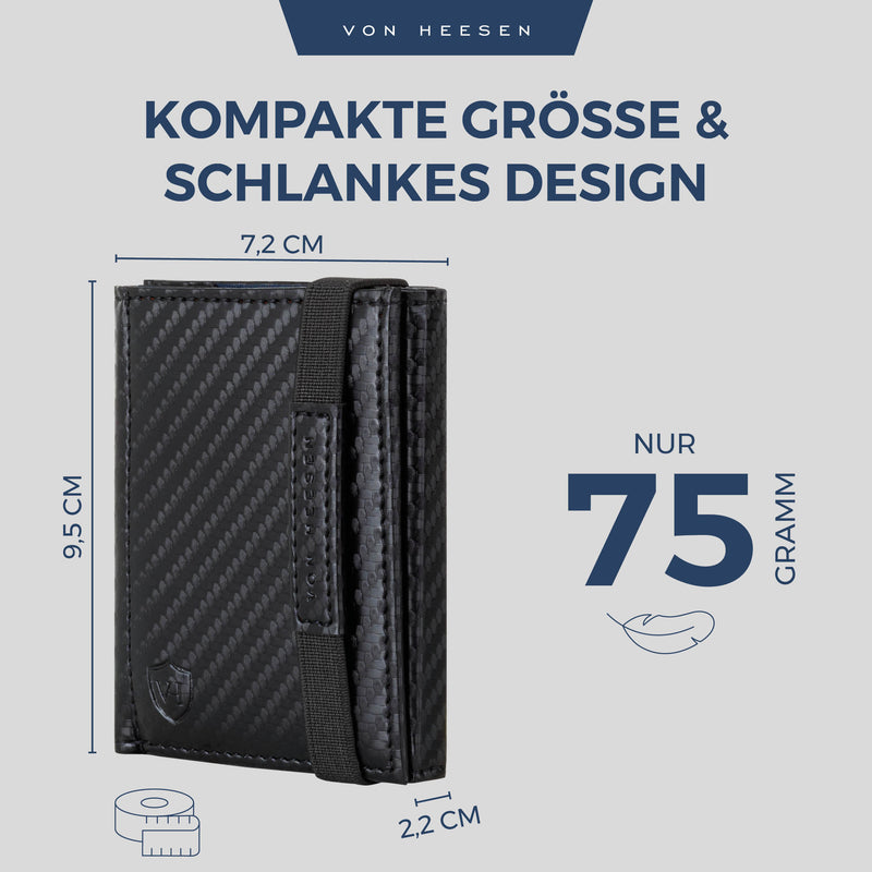 Slim Wallet mit RFID-Schutz, 5 Kartenfächer und Mini-Münzfach