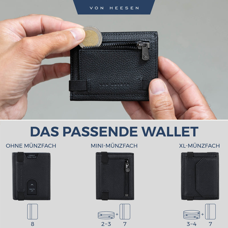 Slim Wallet mit RFID-Schutz, 5 Kartenfächer und Mini-Münzfach