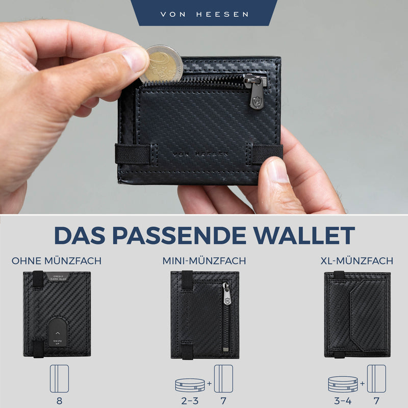 Slim Wallet mit RFID-Schutz, 5 Kartenfächer und Mini-Münzfach