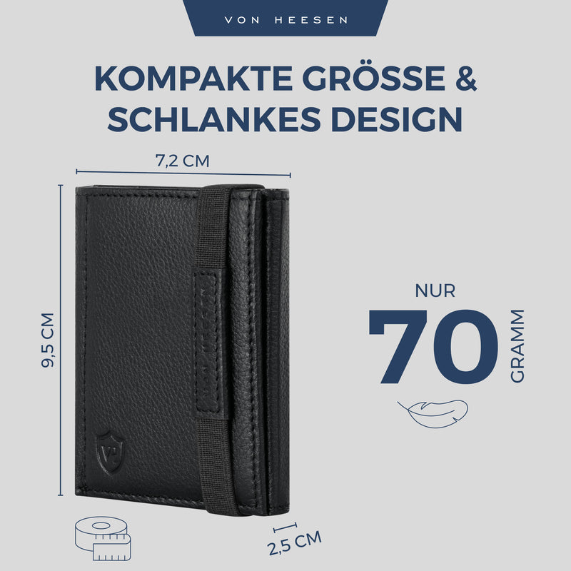 Slim Wallet mit RFID-Schutz, 5 Kartenfächer und XL-Münzfach