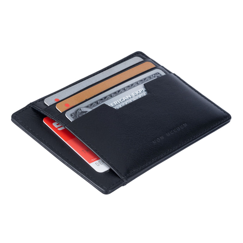 Kartenetui mit RFID Schutz (schwarz, Rindnappaleder, 67g) als